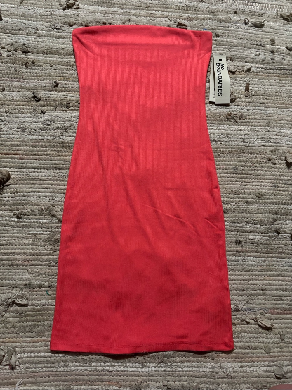 No Boundaries Strapless Coral-Pink Bodycon Tube Dress